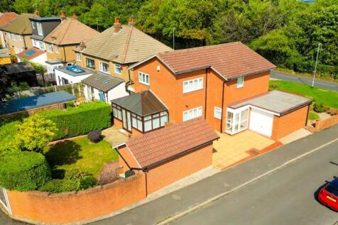 Aerial shot of the side of the house