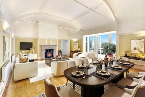 Virtually staged extraordinary living dining room