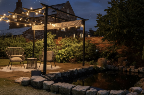 Garden Area With Patio And Pond