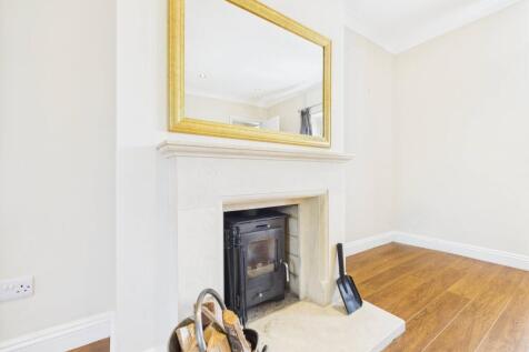 Wood burning stove in living room