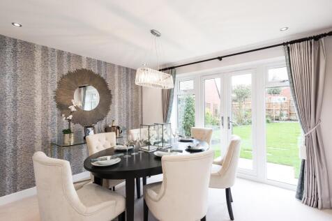 Separate dining room with French doors