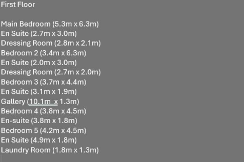 First Floor Room Sizes