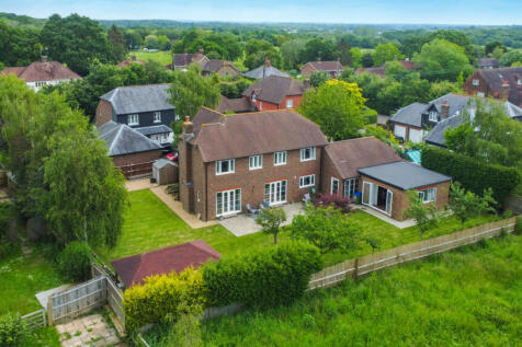 Elevated view of the back of the house and garden