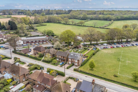 Aerial view of the house and garden and surrounding countryside with a plethora of footpaths