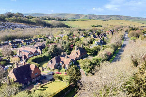 Aerial view of the house and the South Downs in very close proximity