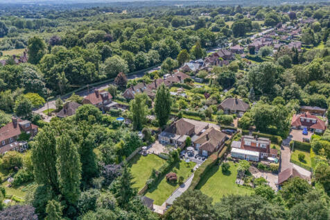 Aerial view of property and the semi rural positioning with public footpaths radiating from Hazeldene Lane itself