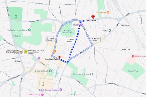 Google Maps to Hitchin Town Centre