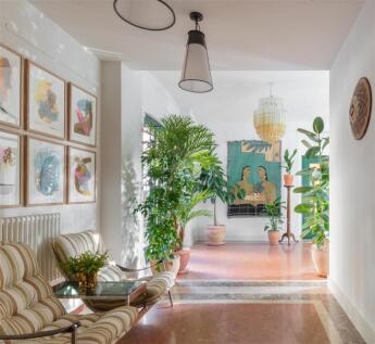 Terrazzo hallway, leading to large courtyard