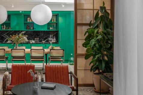 Large communal living room and kitchen