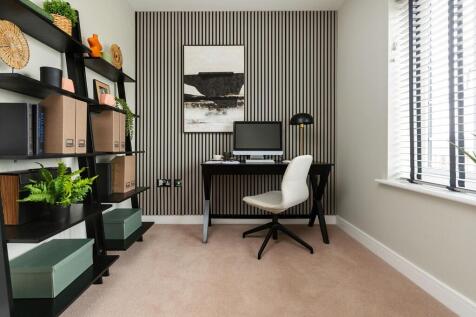 Dedicated home office located at the front of the home