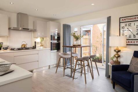 Layton internal kitchen and breakfast table opening onto the garden, DWH, orchard green, kingsbrook