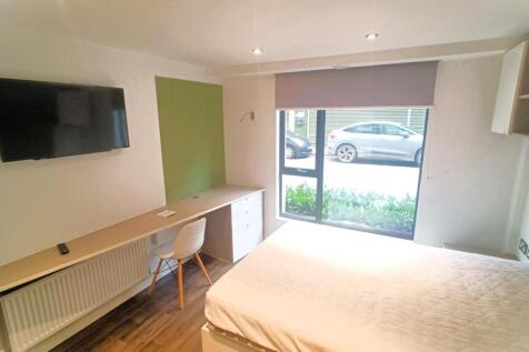 Bed and desk area