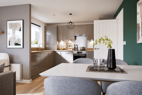 The adjoining kitchen is great for entertaining