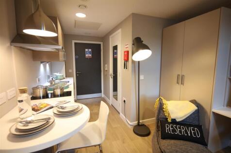 tyne bridge standard studio entrance with kitchen.