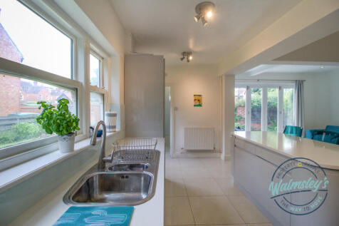 Kitchen with garden views