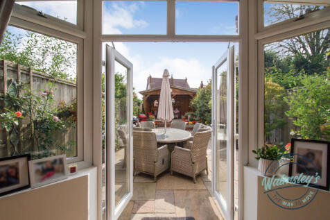 French doors to landscaped gardens_