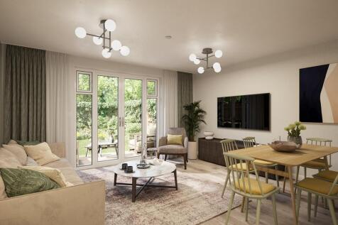 The living/ dining area features double doors to the garden