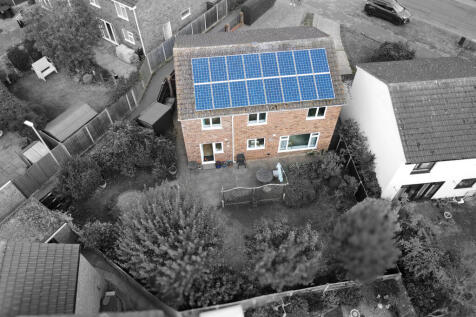 Solar panels on rear of house