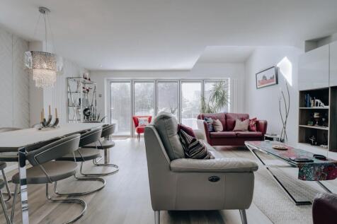 Living room bi-folding doors closed