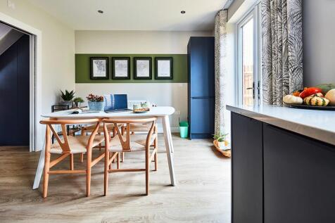 With the dining area at the other end of the room