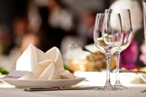 Empty glasses set in restaurant. Part of interior