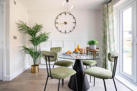 Double doors leading from the dining area makes al fresco dining easy
