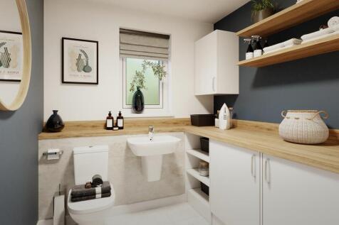 A utility room adds convenience
