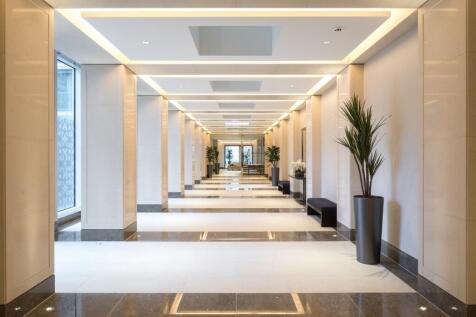 A sleek and spacious modern reception area feat...