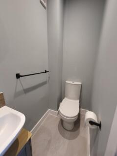 Modern and sleek single toilet featuring contem...