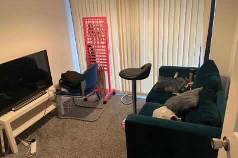 A cozy living room featuring a comfortable sofa...