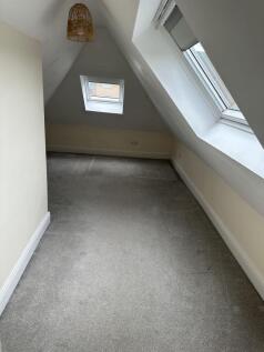 This cozy single bedroom features two skylight ...