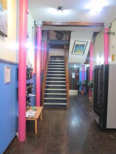 A vibrant and welcoming hallway with colorful a...