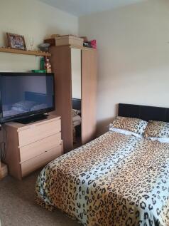 Cozy double bedroom featuring a stylish leopard...