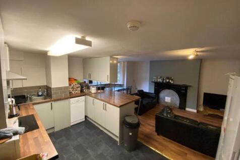 A modern open-plan living area featuring a well...