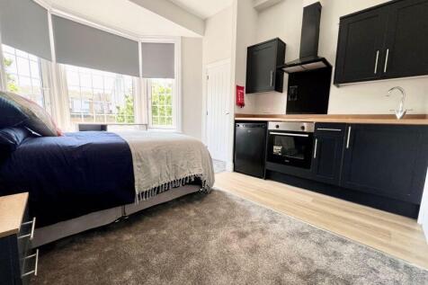 Bright and modern studio bedroom with a large b...