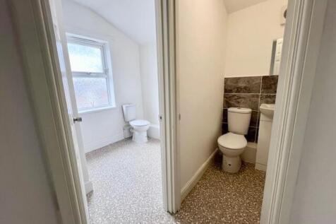 Bright and clean single toilet area with natura...