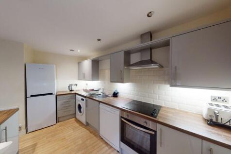 Modern kitchen featuring ample countertop space...