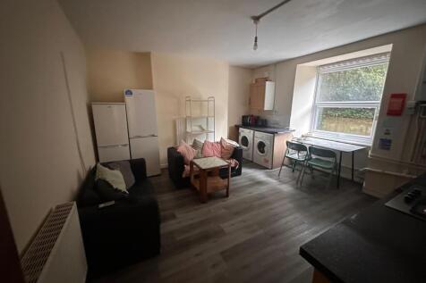 Open-plan living area with two comfortable sofa...