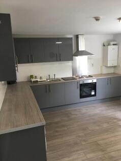 A modern and stylish kitchen with ample counter...