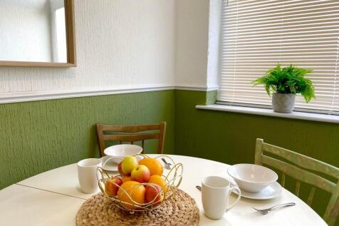 A bright and inviting kitchenette with modern d...