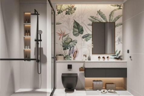 A beautifully designed large bathroom featuring...