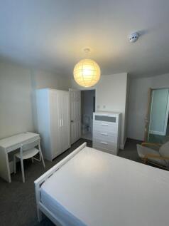 Bright and tidy master bedroom featuring a doub...