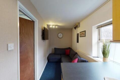 A compact and cozy living room featuring a comf...