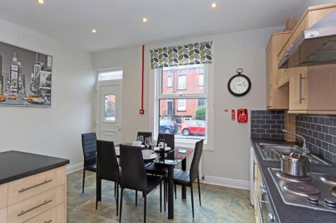 Bright and modern kitchen featuring ample count...
