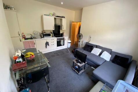 A contemporary living room featuring a comforta...