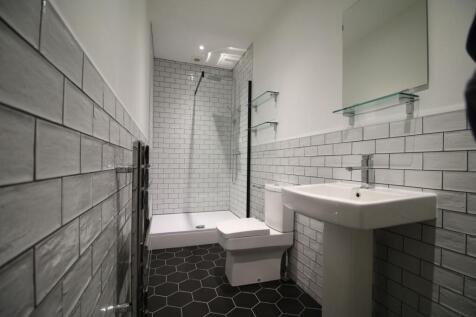 Modern tiled bathroom with walk-in shower, cont...