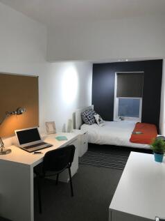 Bright, neatly furnished single bedroom with a ...