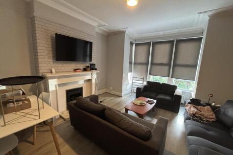 Contemporary living room with comfortable sofas...