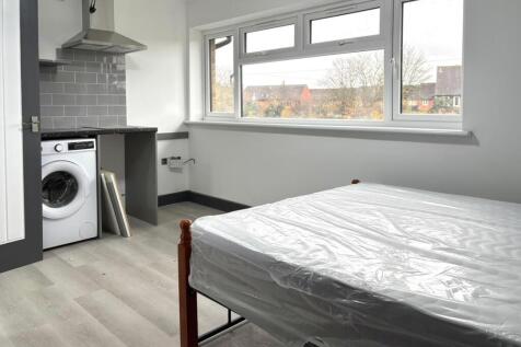 Bright, modern studio-style bedroom with a doub...