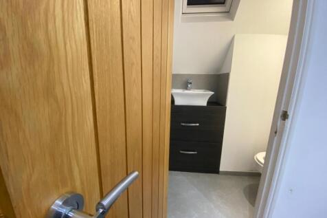 A modern bathroom featuring stylish fixtures an...